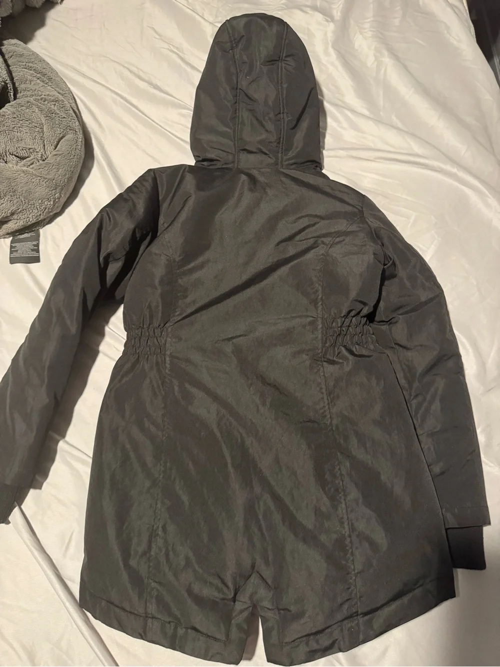 Kids Black Hooded Puffer Coat with Pink Lining